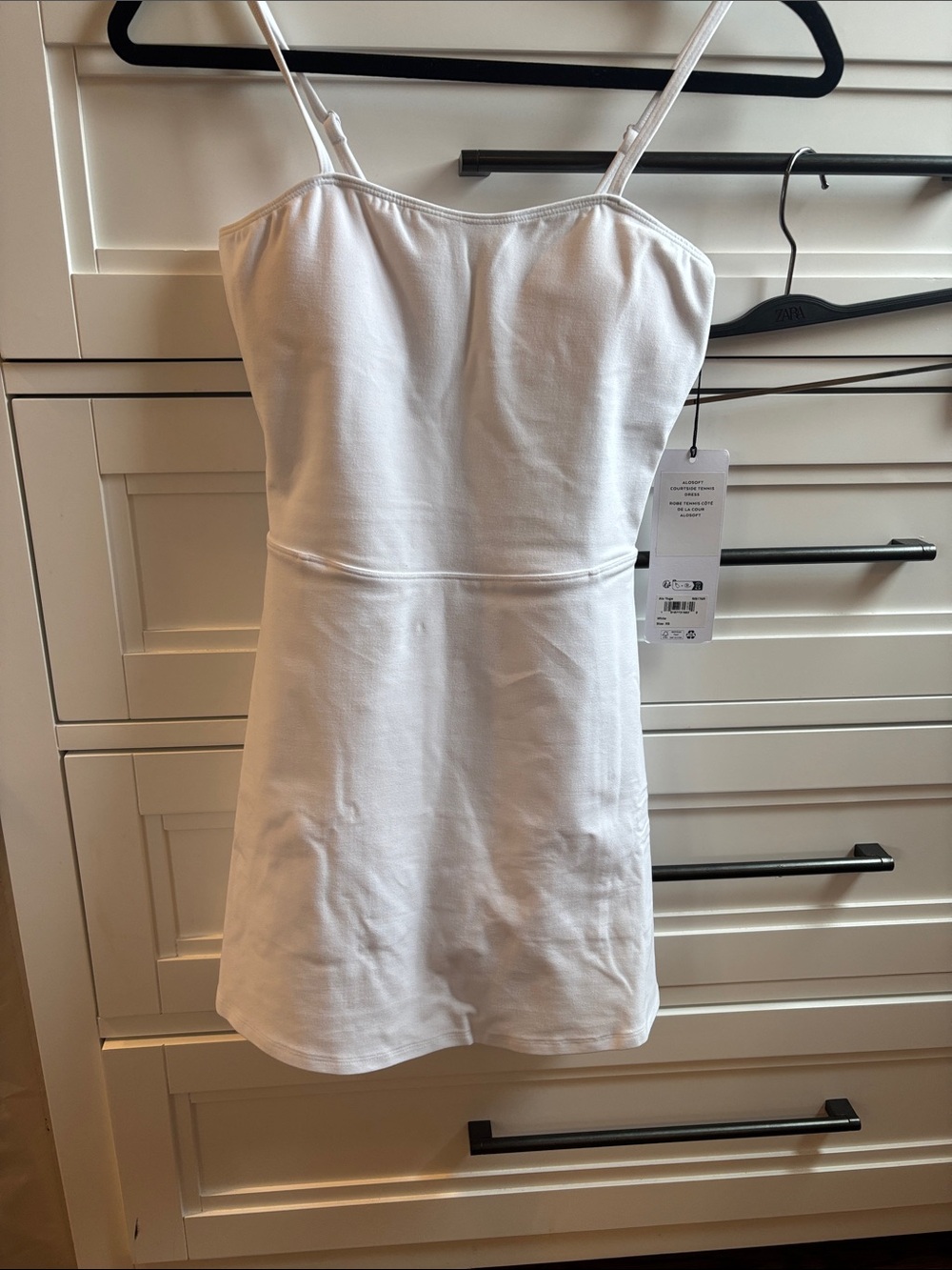 ALO Yoga White Spaghetti-Strap Mini Dress